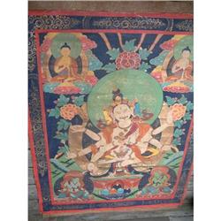 Antique Tibetan tangka painted on canvas #947936