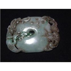 Antique jadeite plaque with intricate high #947976