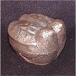 Antique Malay silver box featuring 2 chicken. #948106