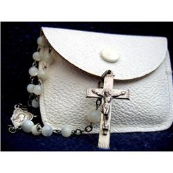  ROSARY-Mother-of-pearl & sterling  w/ pouch #964287