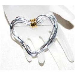 Whimsical Vintage Signed LD Silver Heart Brooch #964348