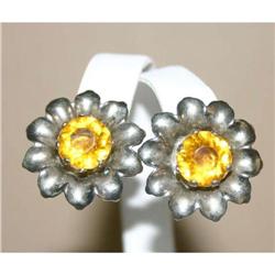 Fabulous Vintage Orange Rhinestone Earrings #964350