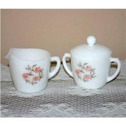 Fire King Glass Fleurette Sugar/Creamer Set #964355