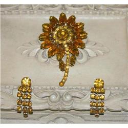 Huge Vintage Rhinestone Necklace & Earrings #964362