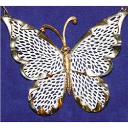Beautiful Vintage Enameled Butterfly Necklace #964364