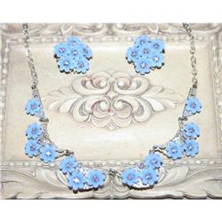 Vintage Floral Rhinestone Necklace/Earrings Set #964367