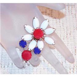 Vintage Patriotic Brass & Glass Brooch #964372