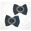 Fabulous Vintage Black Silk Bow Shoe Clips #964375
