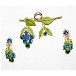 Grape Vine Rhinestone Brooch/Earrings #964378