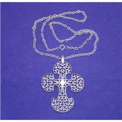 Vintage Crown Trifari  Moon/Star Cross Necklace #964379