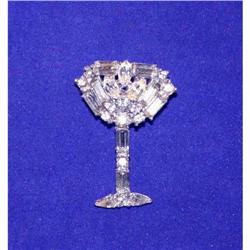 Vintage Champagne Glass Rhinestone Brooch #964386