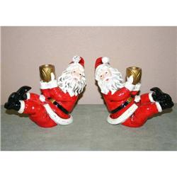  Vintage PapierMache Santa  Candle Holders #964390