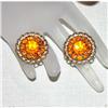 Fabulous Vintage  Orange Rhinestone Earrings #964397