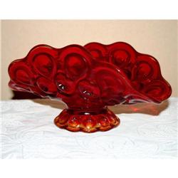  Vintage Ruby Red Amberina Glass Banana Boat #964407
