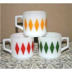 Vintage Anchor Hocking Fire King Diamond Mugs  #964410