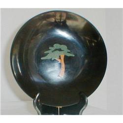 JAPANESE LACQUER BOWL WITH HARD STONE INLAY #964423