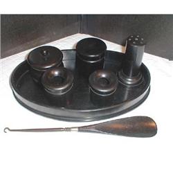TURN OF 20TH C. VICTORIAN EBONY DRESSER SET #964488