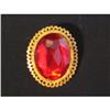Image 1 : Large Oval Ruby Rhinestone Pin #964594