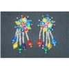 Image 1 : Colorful Plastic Beaded Dangling Earrings #977659