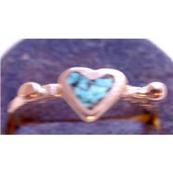 Heart Ring, Silver, Turquoise chips #977840