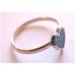 Heart Ring, Silver, Turquoise Chips #977841