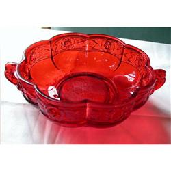 "Aztec Rose" Ruby Flashed Bowl #977845