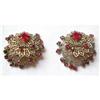 Image 1 : Vintage Red Stone Filigree Cluster Earrings #977866