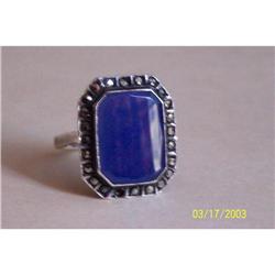 1920's Sterling and Marcasite Ring with Blue #977916