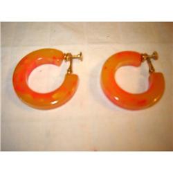 AWESOME BAKELITE HOOP EARRINGS W/TEQUILA #977991