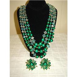 STUNNING DEMI-PARURE..4 STRANDED CRYSTAL/BEADED #978042