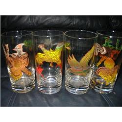  HAZEL ATLAS 4 PHEASANT GAME BIRD GLASSES #978057