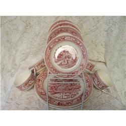 RED TRANSFERWARE PLATES ROYAL IRONSTONE MEMORY #978064