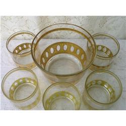  CULVER LTD GOLD RETRO BAR SET & ICE BUCKET #978067