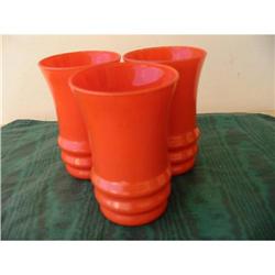 3 FIRED ON RED/ORANGE COLRED GLASSES HAZEL #978073