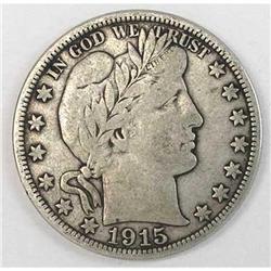 1915-D F-VF BARBER HALF - SHARP LIBERTY #978489