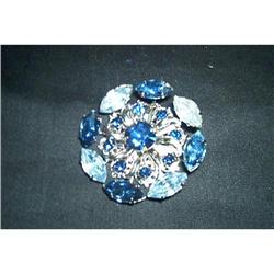 Blue And Aqua Marine Rhinestone Brooch #993283