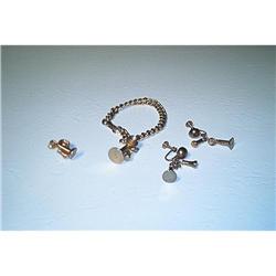 Vintage Gold-Tone Pin-Bracelet-Earrings #993285