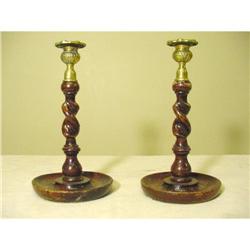 Pair English Barley Twist Candlesticks #993360