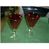 Image 1 : Cranberry Top with Clear Crystal Stem Glasses. #993393
