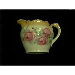Hand Painted Pink Rose Pitcher Signed  #993394