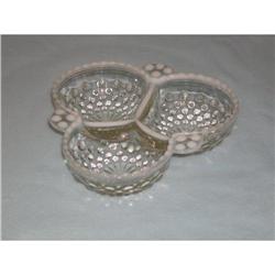 Opal and Clear Old hobnail 3 Section Dish. #993401