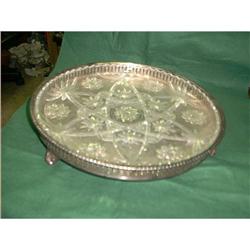  Large Plated Tray with Glass Insert. Signed #993443