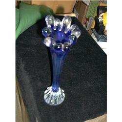 Beautiful Blown Blue To Clear Vase  #993467