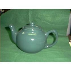 Green Stoneware Tea Pot Signed.  #993480