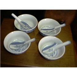 Set of 4 Oriental Bowls with Spoons and #993490