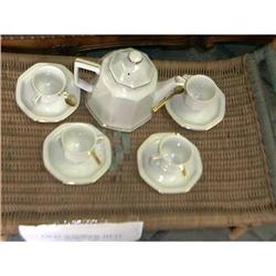 Porcelain Tea Set with 4 Cups, Saucers, Spoons  #993491