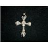 Image 1 : Pewter Skull Cross with Black Marbles Signed  #993497