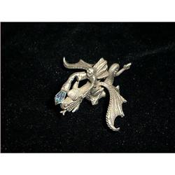 Pewter dragon with Red Stone Eyes and Crystal #993499