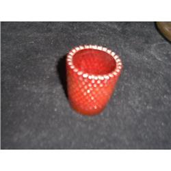 Ruby Red Hobnail Candle Holder  #993527