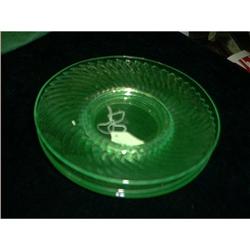Set of 5 Green Depression Plates  #993534